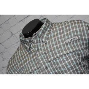 Habit Fishing Shirt Mens Size XL Performance Polyester Hiking Gray Plaid Vented
